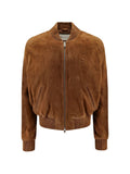Ami Paris Suede Bomber Jacket — Camel