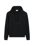 Sudadera con Capucha de Algodón Bordada con Logo Ami Paris — Negra