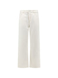 Ami Paris Wide-Leg Denim Jeans — Ecru