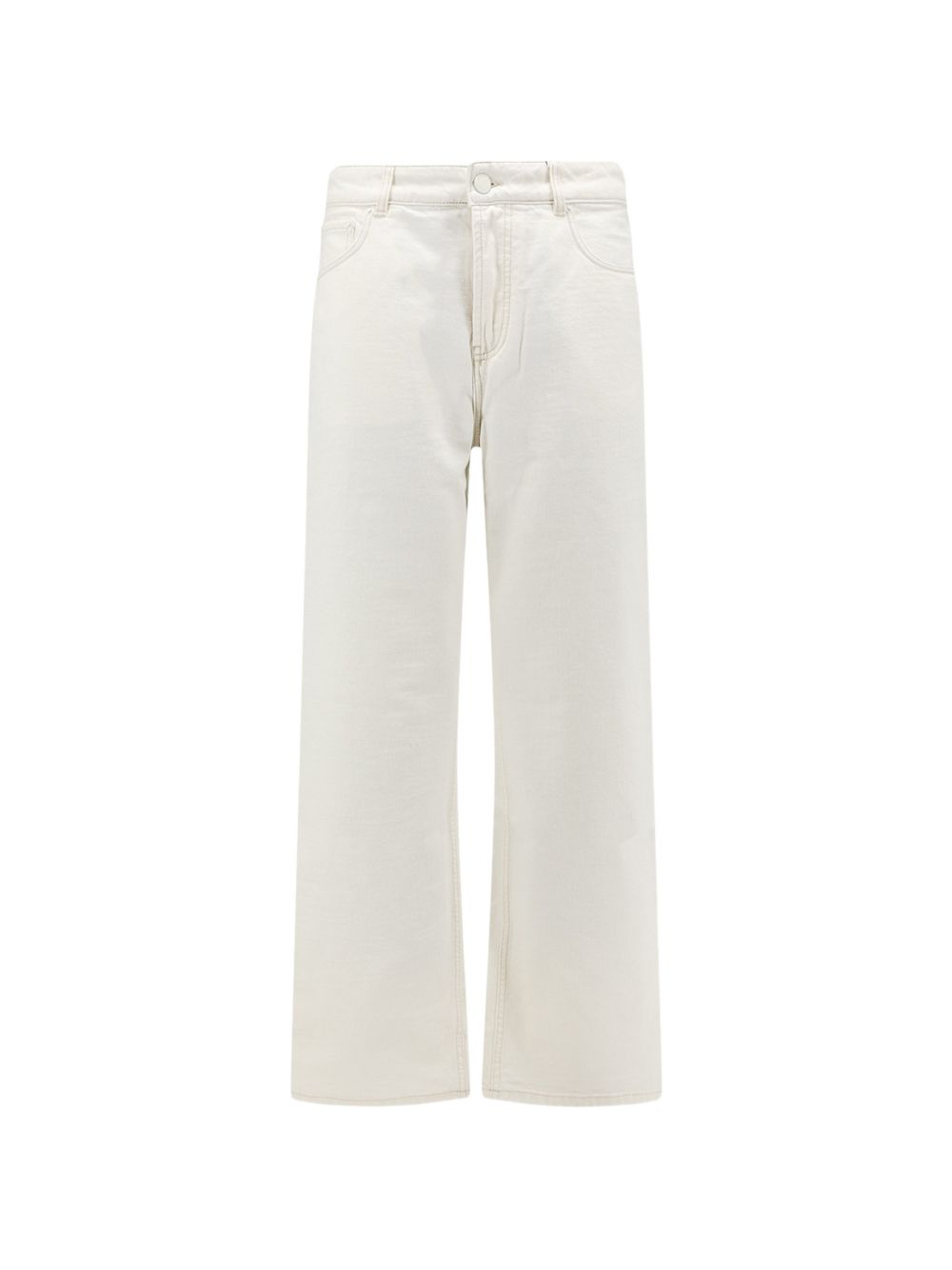 Ami Paris Wide-Leg Denim Jeans — Ecru
