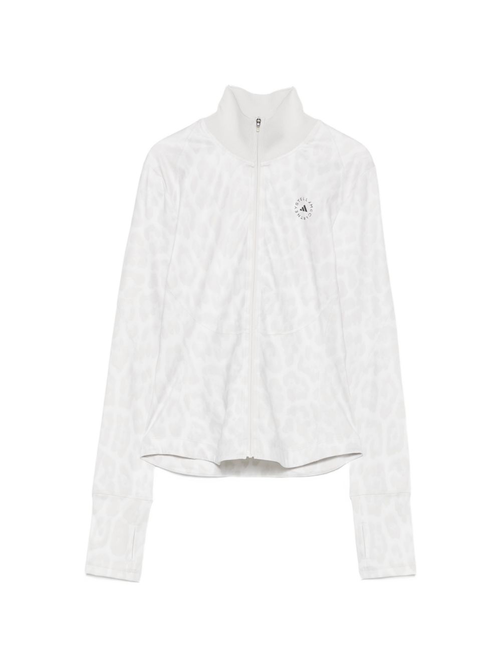 Adidas By Stella McCartney Leopard-Print High-Neck Sweatshirt — White