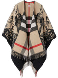 Burberry Wool Graphic-Print Shawl — Beige