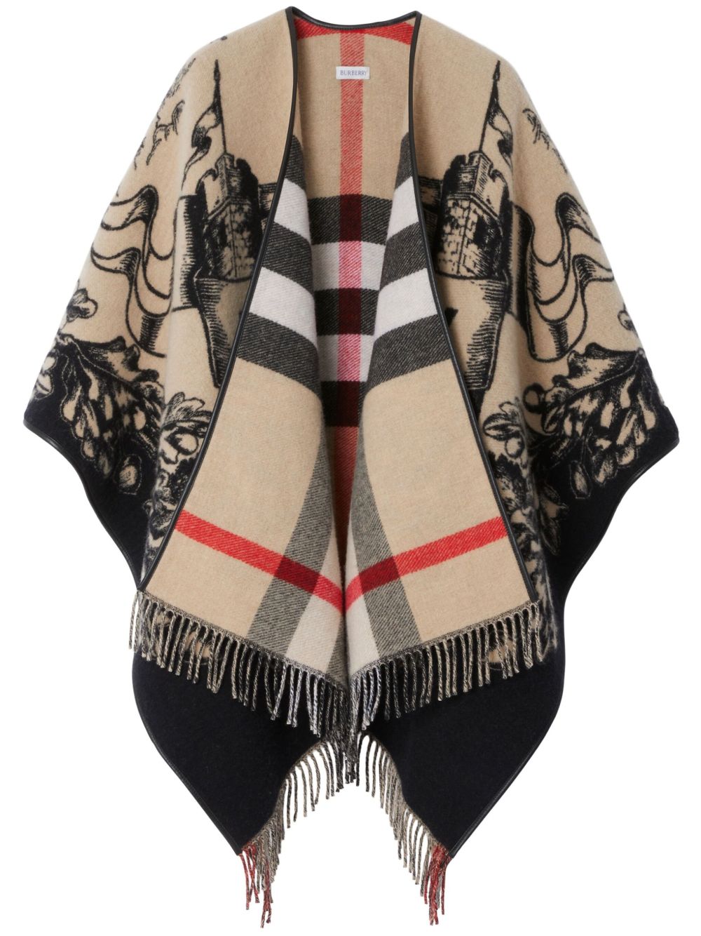 Burberry Wool Graphic-Print Shawl — Beige