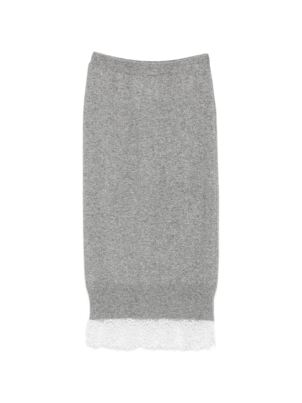 Ermanno Scervino Cashmere Lace-Trim Skirt — Grey
