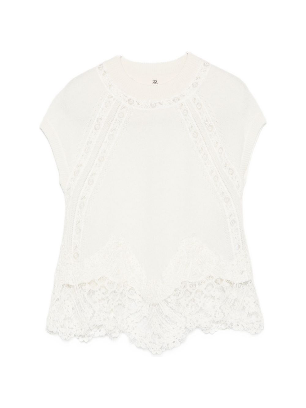 Ermanno Scervino Lace-Trim Cashmere Blouse — White