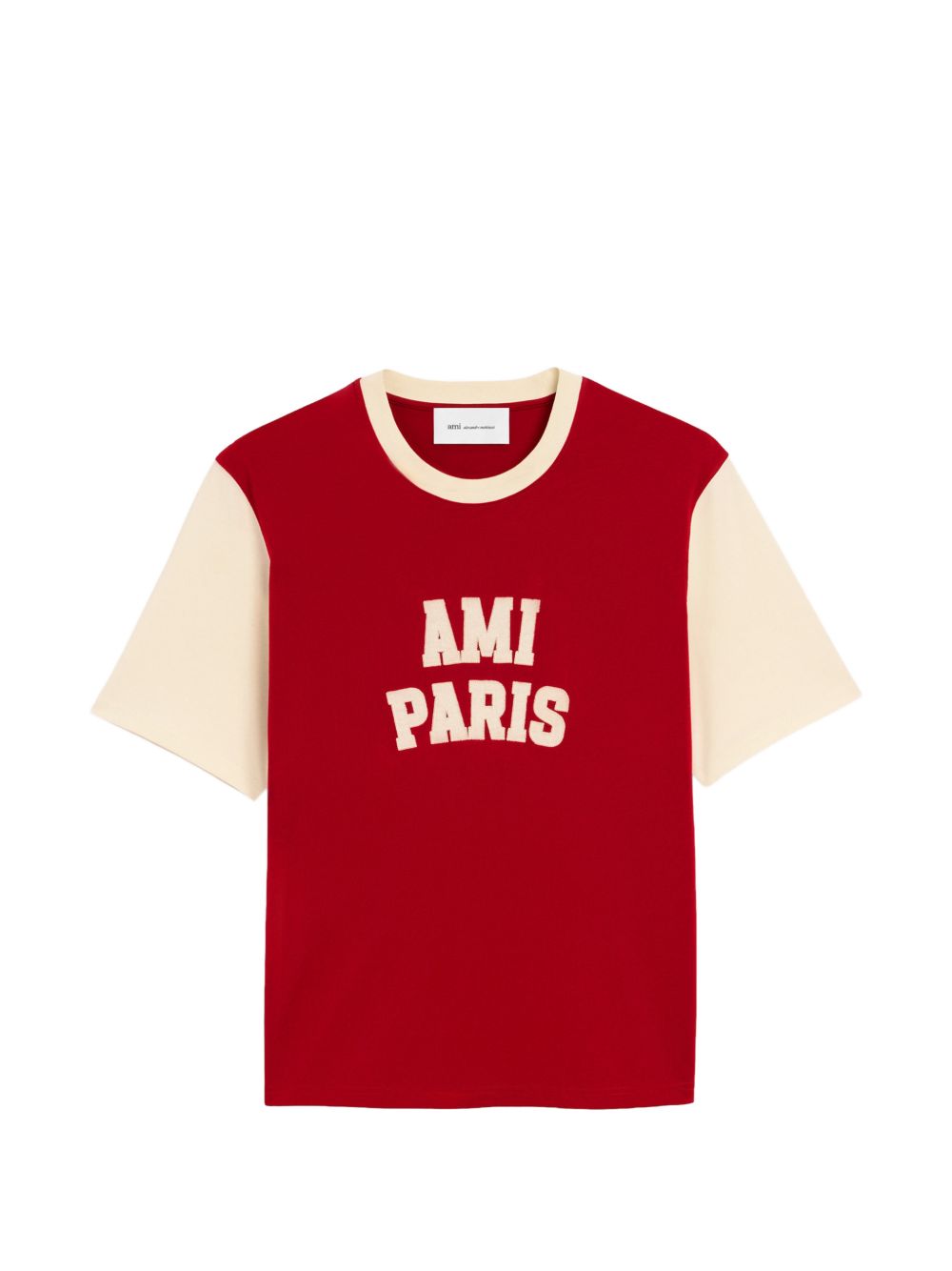 Ami Paris Logo-Embroidered T-Shirt — Red