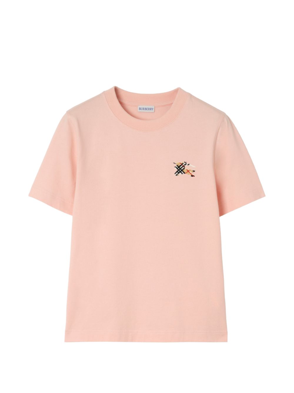 Burberry Logo-Embroidered Cotton T-Shirt — Pink