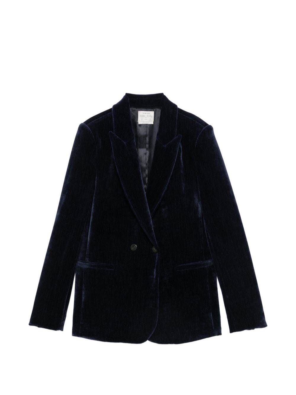 Forte Forte Velvet Double-Breasted Blazer — Navy