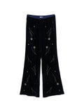 Forte Forte Crystal-Embellished Velvet Trousers — Navy