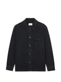 Saint Laurent Logo-Embroidered Denim Overshirt — Black