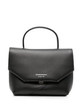 Emporio Armani Pebbled Leather Top Handle Bag — Black