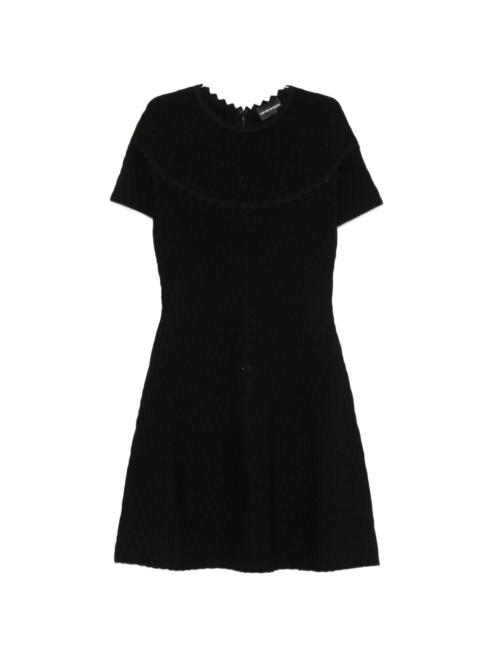 Emporio Armani Scallop-Edge Textured Dress — Black