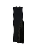 Emporio Armani Pleated Panel Ribbed Knit Dress — Black