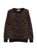 Parosh Zebra-Pattern Knit Sweater — Brown