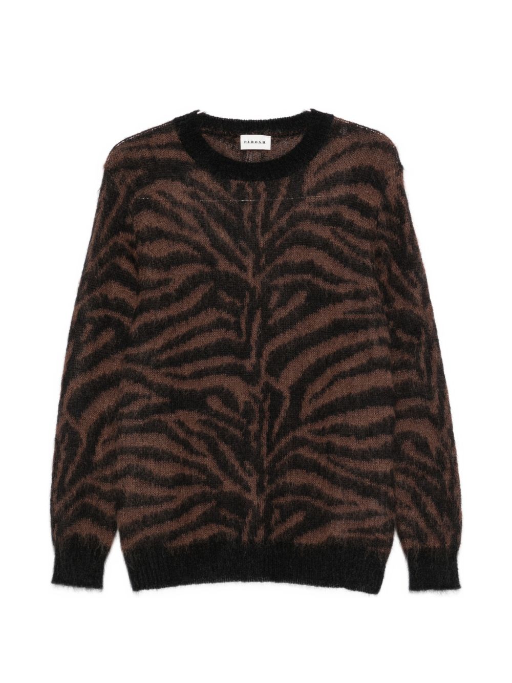 Parosh Zebra-Pattern Knit Sweater — Brown