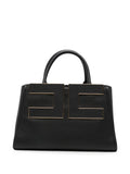 Elisabetta Franchi Pebbled Faux Leather Top Handle Bag — Black