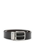 Emporio Armani Leather with Logo Hardware Belt — Black