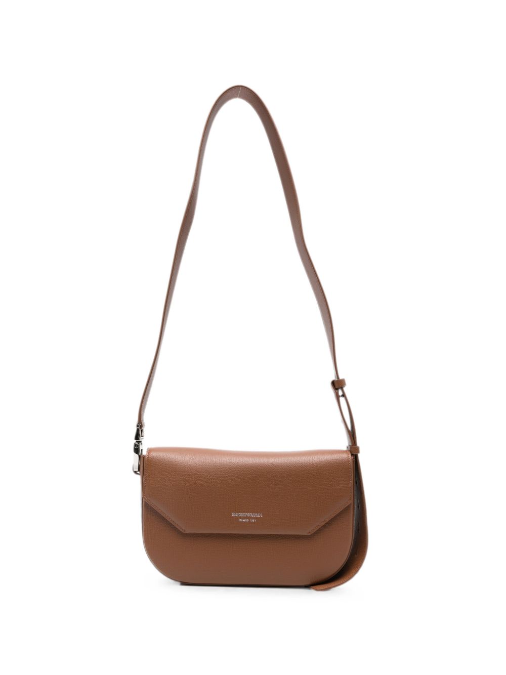 Emporio Armani Grainy Leather Shoulder Bag — Brown