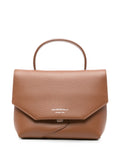 Emporio Armani Grained Leather Top Handle Bag — Tan