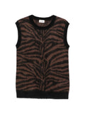 Parosh Zebra-Pattern Knit Tank Top — Black