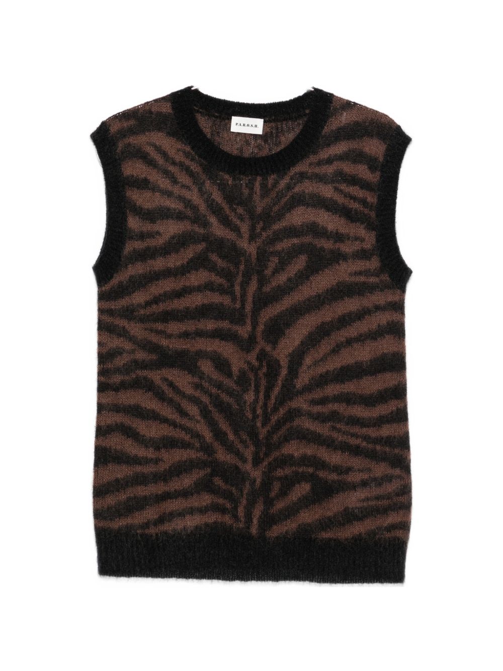 Parosh Zebra-Pattern Knit Tank Top — Black