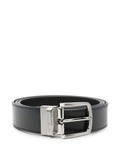 Emporio Armani Logo-Engraved Leather Belt — Navy
