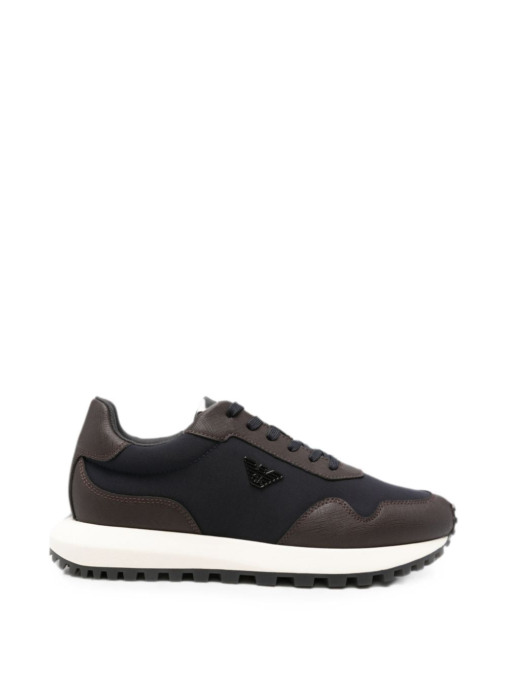 Emporio Armani Panelled Logo Sneaker — Navy