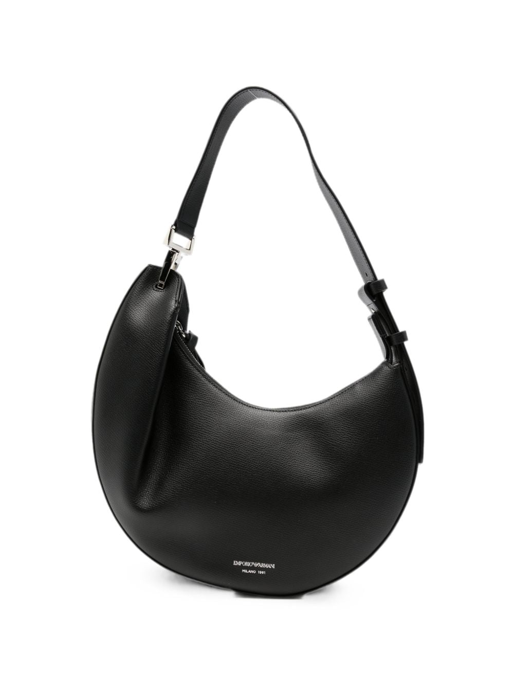 Emporio Armani Leather Crescent Shoulder Bag — Black