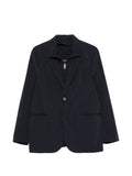 Emporio Armani Single-Breasted Notched-Lapel Blazer — Navy