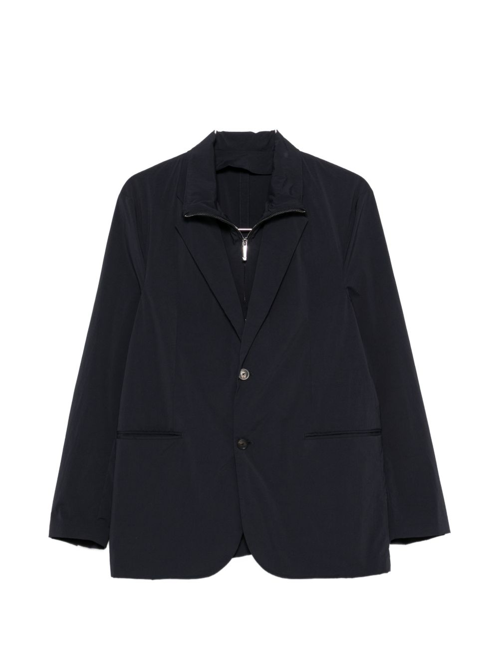 Emporio Armani Single-Breasted Notched-Lapel Blazer — Navy