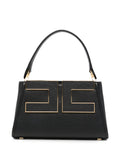 Elisabetta Franchi Gold-Plaque Logo Top Handle Bag — Black