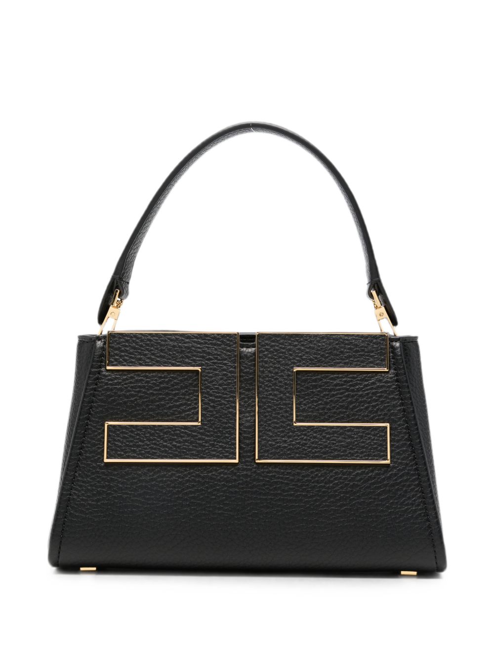 Elisabetta Franchi Gold-Plaque Logo Top Handle Bag — Black