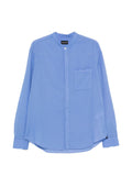 Emporio Armani Cotton Mandarin Collar Shirt — Light Blue