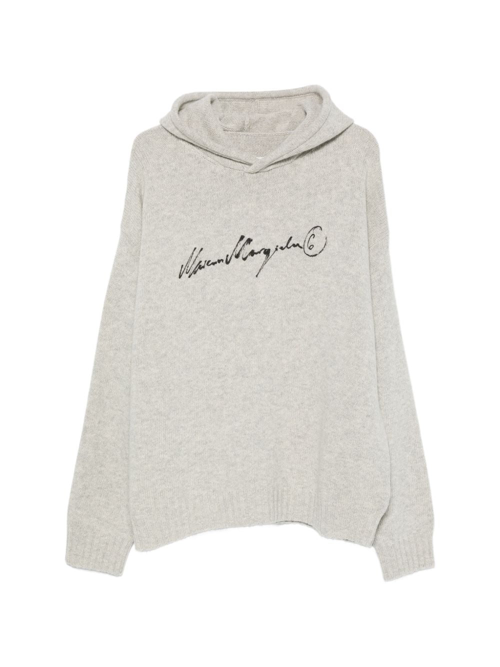 MM6 Maison Margiela Embroidered Logo Hooded Sweatshirt — Beige