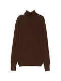 Ermanno Scervino Lace-Panelled Wool Sweater — Brown