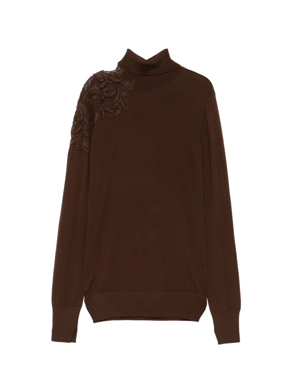 Ermanno Scervino Lace-Panelled Wool Sweater — Brown