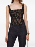 Self-Portrait Lace Tank Top — Black