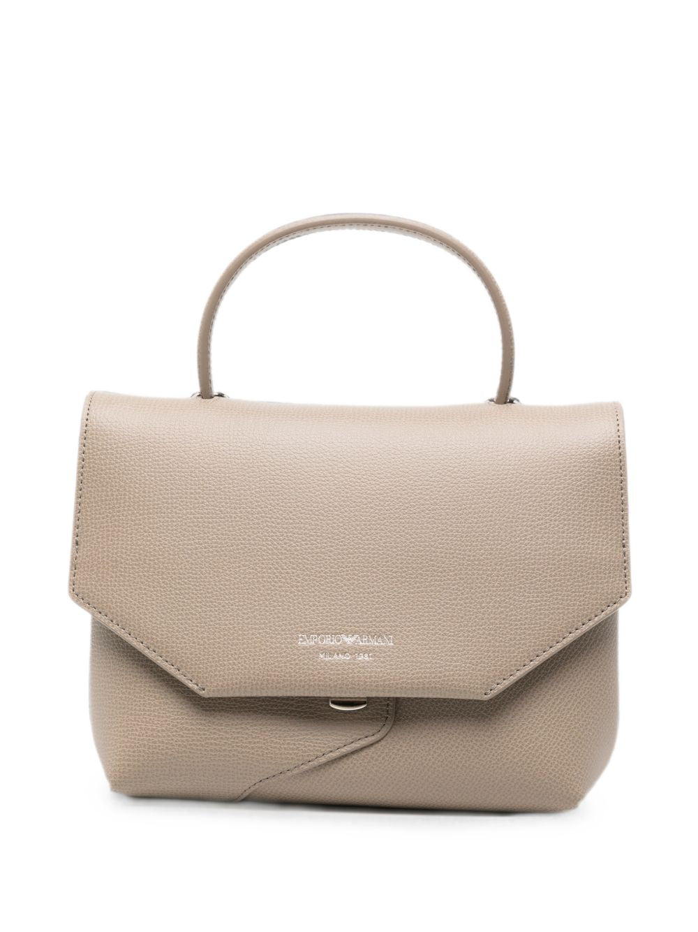 Emporio Armani Grained Leather Top Handle Bag — Beige