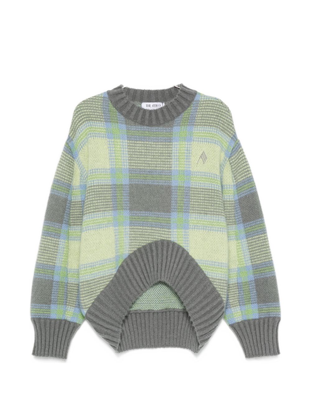 The Attico Checked Wool Sweater — Green