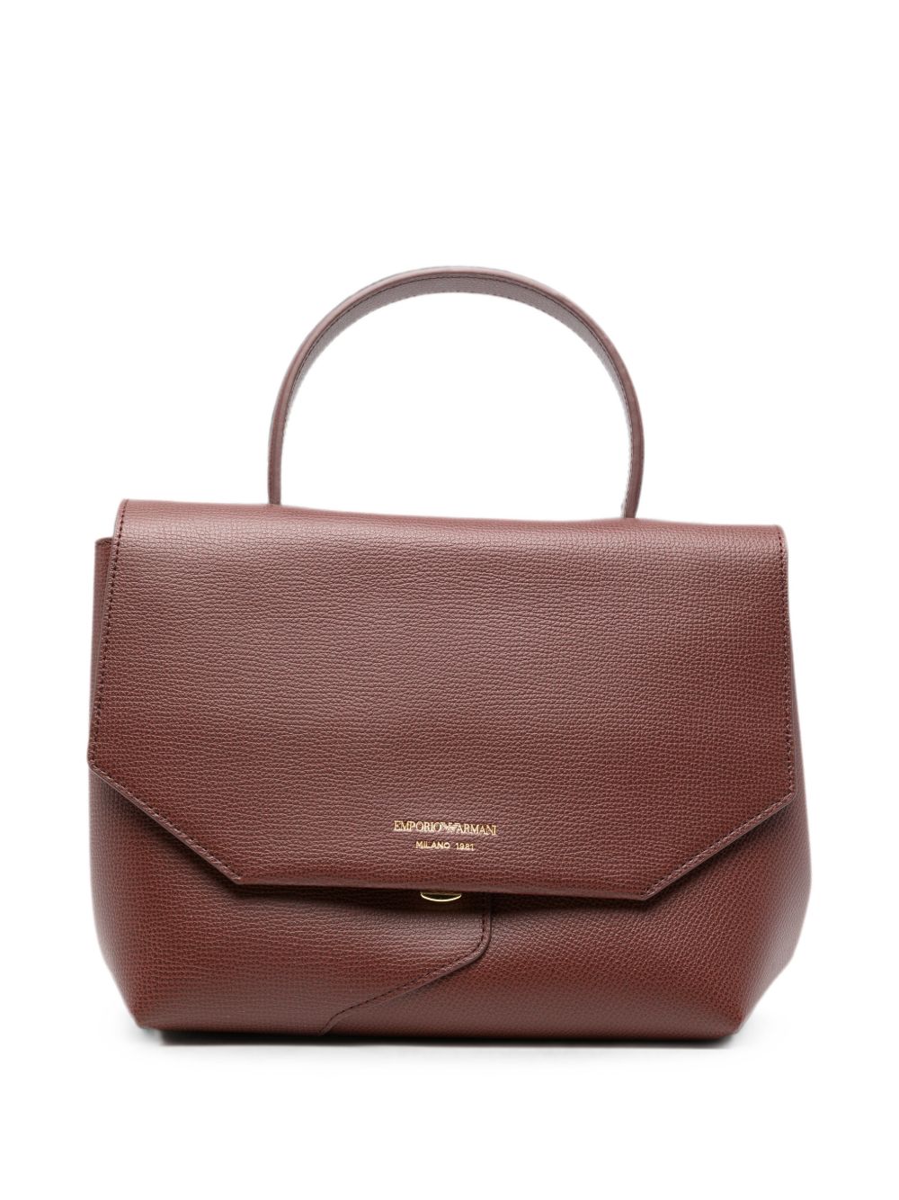 Emporio Armani Foldover Leather Top Handle Bag — Mauve-Brown