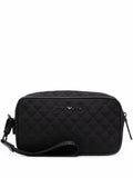 Emporio Armani Quilted Logo Monogram Cosmetics Case — Black