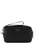 Emporio Armani Logo-Plaque Nylon Clutch — Black
