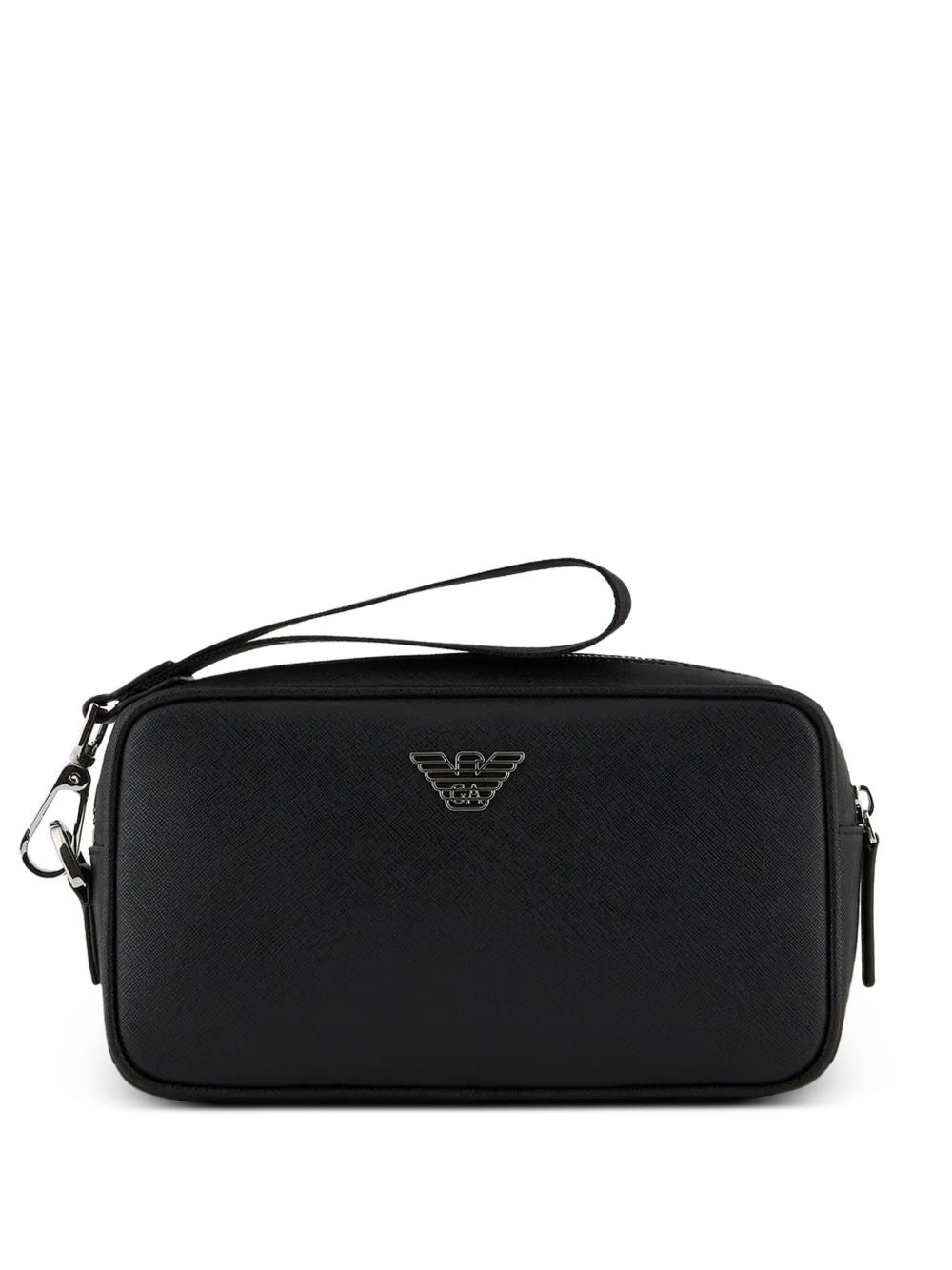 Emporio Armani Logo-Plaque Nylon Clutch — Black