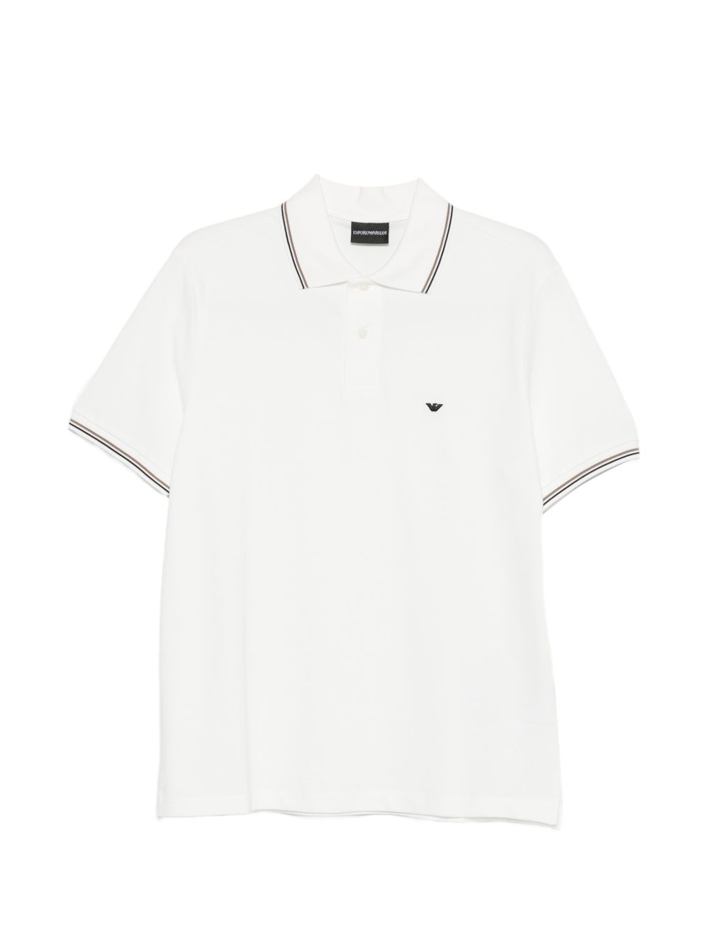 Emporio Armani Logo-Embroidered Cotton Polo — White