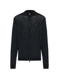 Emporio Armani Logo-Embroidered Wool Cardigan — Black