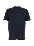 Camiseta de algodón Emporio Armani con logo bordado — Azul marino