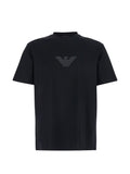 Camiseta de Algodón con Logo Bordado de Emporio Armani — Negro