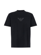 Camiseta de Algodón con Logo Bordado de Emporio Armani — Negro