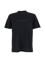 Camiseta de Algodón con Logo Bordado de Emporio Armani — Negro