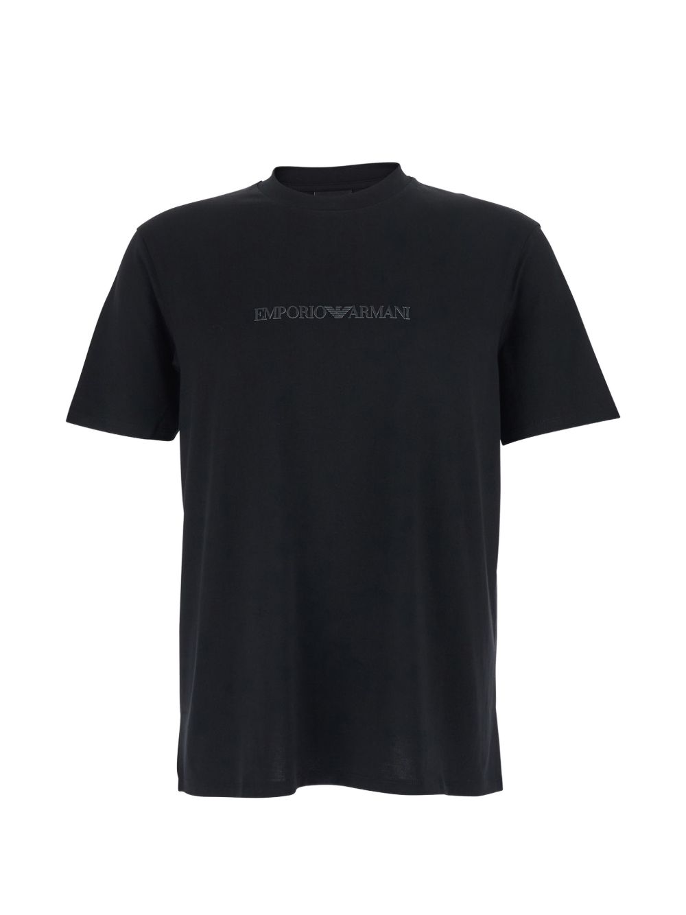 Emporio Armani Logo-Embroidered Cotton T-Shirt — Black